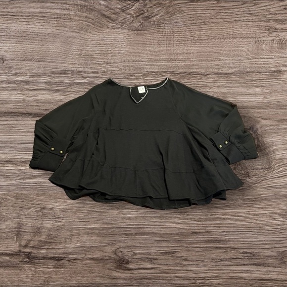 Anthropologie Tops - Akemi + Kin Anthropologie Black Layered Blouse Sheer Long Sleeve Small NWT